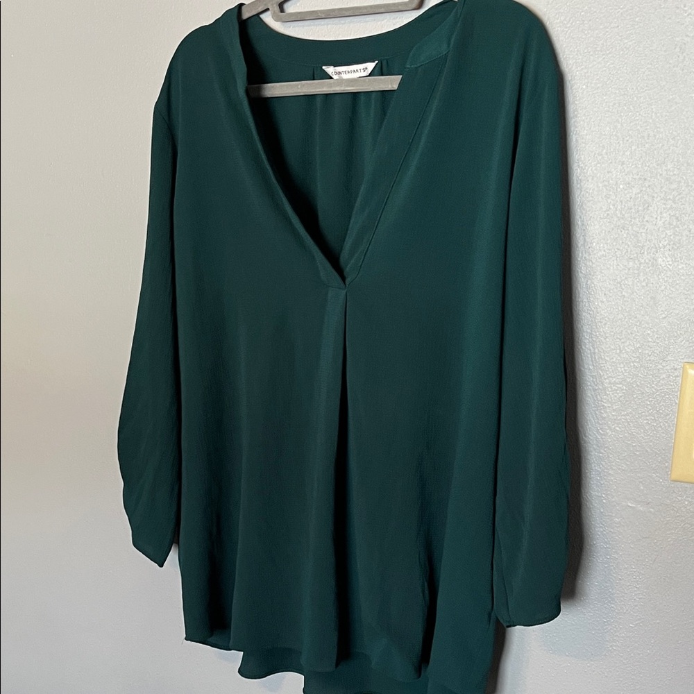 Forest Green V-Neck Women's Blouse - Unknown Brand